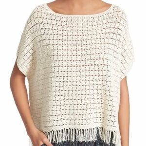 Joie Amal Cream Crochet Fringe Tank